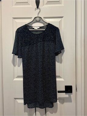 Penningtons Navy and White Polka Dot Blouse
